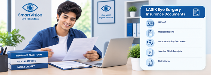 LASIK insurance documents required for an eye surgery insurance claim. LASIK Eye Surgery insurance documents including medical reports and claim forms.