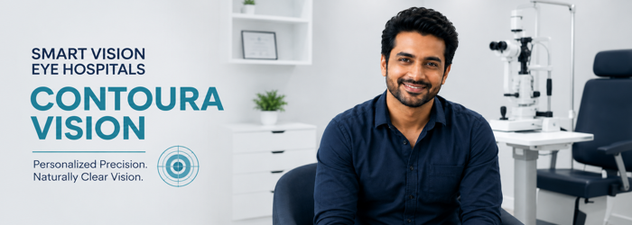 Patient consulting an experienced eye specialist about Contoura Vision surgery at Smart Vision Eye Hospitals. Advanced corneal mapping and laser technology used for Contoura Vision treatment at Smart Vision Eye Hospitals. | SmartVision Eye Hosptials