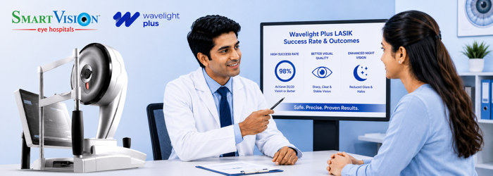 Wavelight Plus LASIK success rate and visual outcomes explained during an eye specialist consultation. Comprehensive eye evaluation before Wavelight Plus LASIK to assess eligibility and expected treatment outcomes. | SmartVision Eye Hosptials